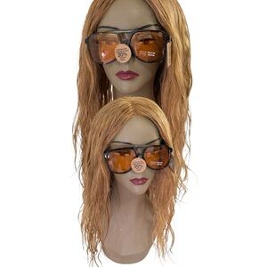 Oversized Black Frame Sunglasses with Amber Lenses (frye and Co)